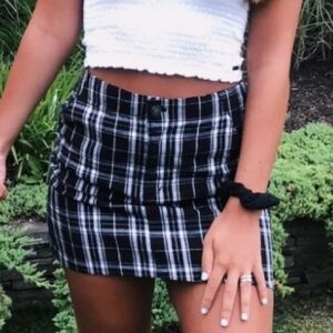 Hollister Black White Plaid Mini Skirt Size Small